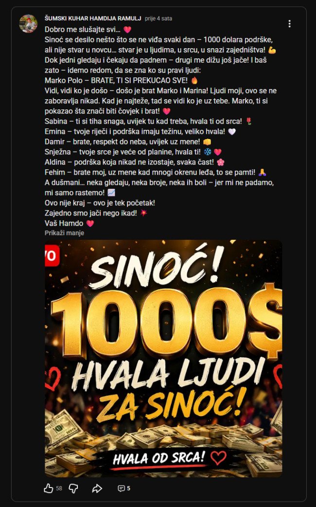 Najpošteniji Bošnjak ovdale do Amerike