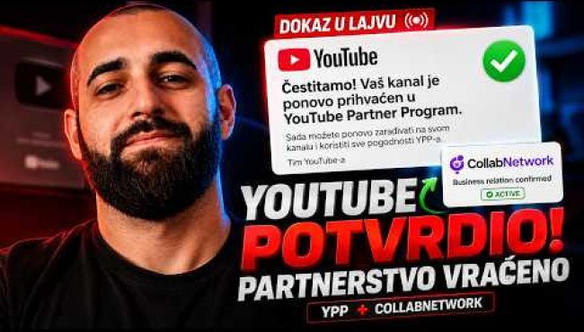 YouTube POTVRDIO: Monetizacija mi je vraćena! ✅
